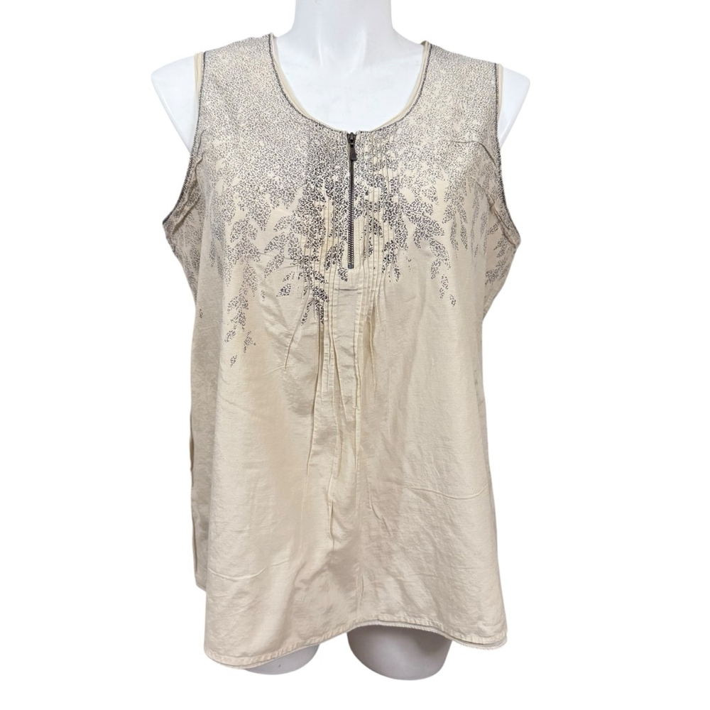 Coldwater Creek Sleeveless Cream Zip-Front Tank Top